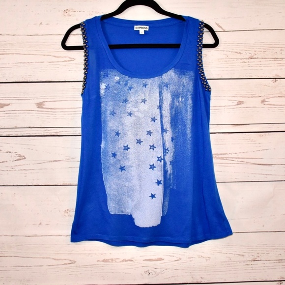 Express American Flag Blue Tank Size S  🇺🇸 - Picture 1 of 5
